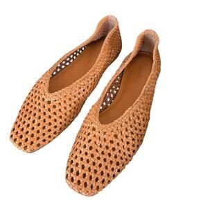 Madewell Woven Leather Flats in Tan